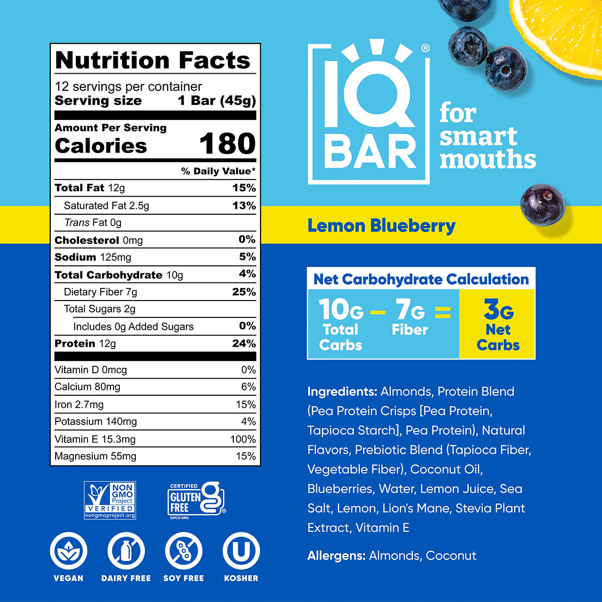 Lemon Blueberry (12 Bars) - IQ Bar - The Track and Field Store