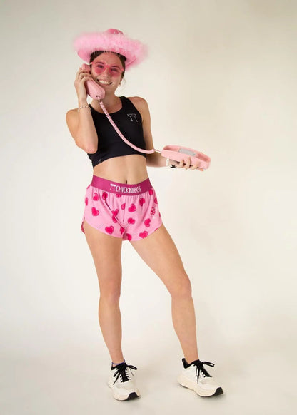 Women's Valentine's LUV POPS 1.5" Split Shorts (Pink) - ChicknLegs Triathlete Store
