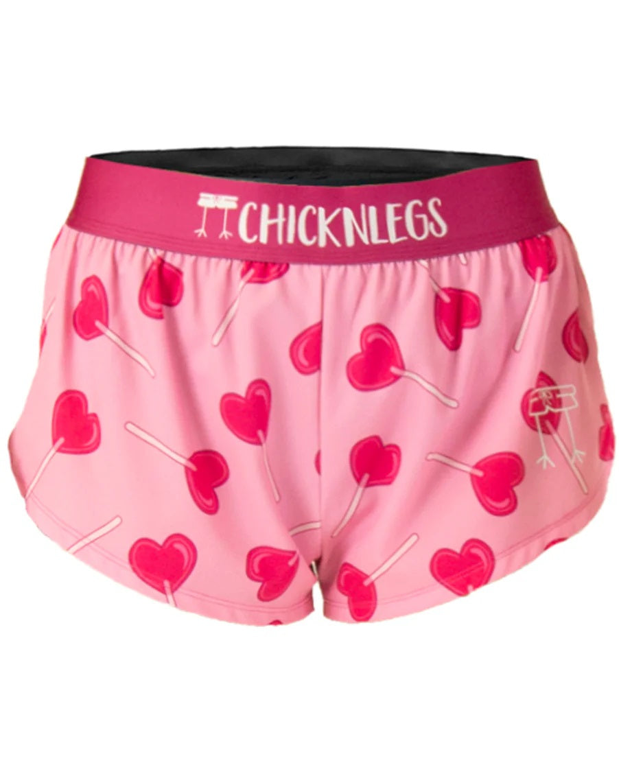 Women's Valentine's LUV POPS 1.5" Split Shorts (Pink) - ChicknLegs Triathlete Store