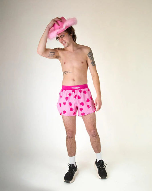 Men's Valentine's LUV POPS 4" Half Split Shorts (Pink) - ChicknLegs