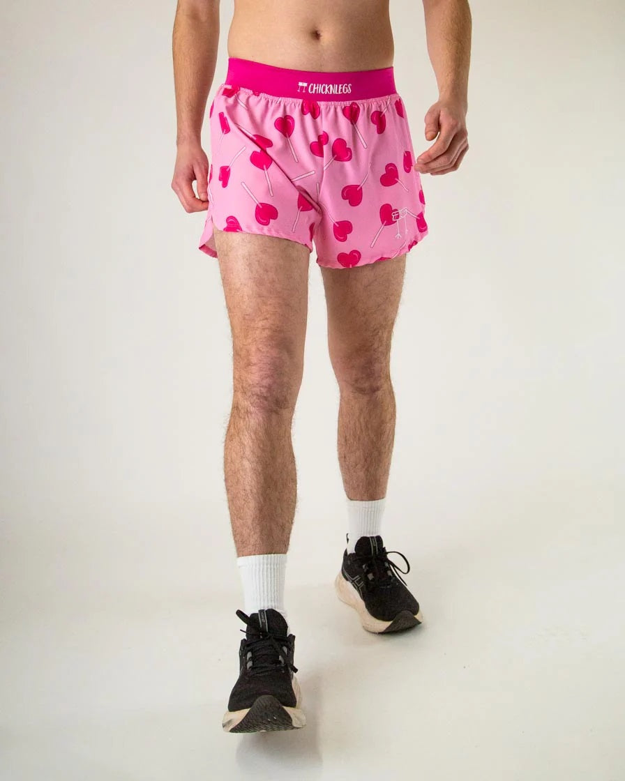 Men's Valentine's LUV POPS 4" Half Split Shorts (Pink) - ChicknLegs