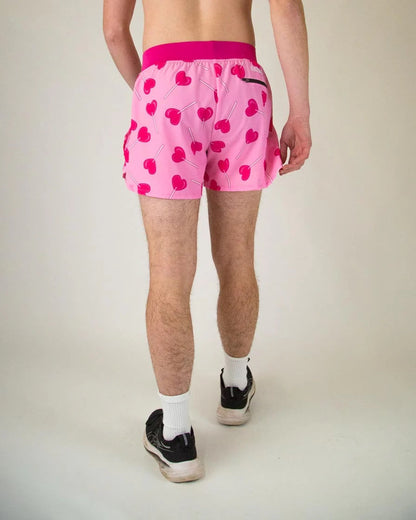 Men's Valentine's LUV POPS 4" Half Split Shorts (Pink) - ChicknLegs
