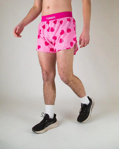Men's Valentine's LUV POPS 4" Half Split Shorts (Pink) - ChicknLegs