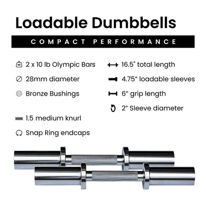 Loadable Dumbbell Bar Weight Sets - Barbell Standard