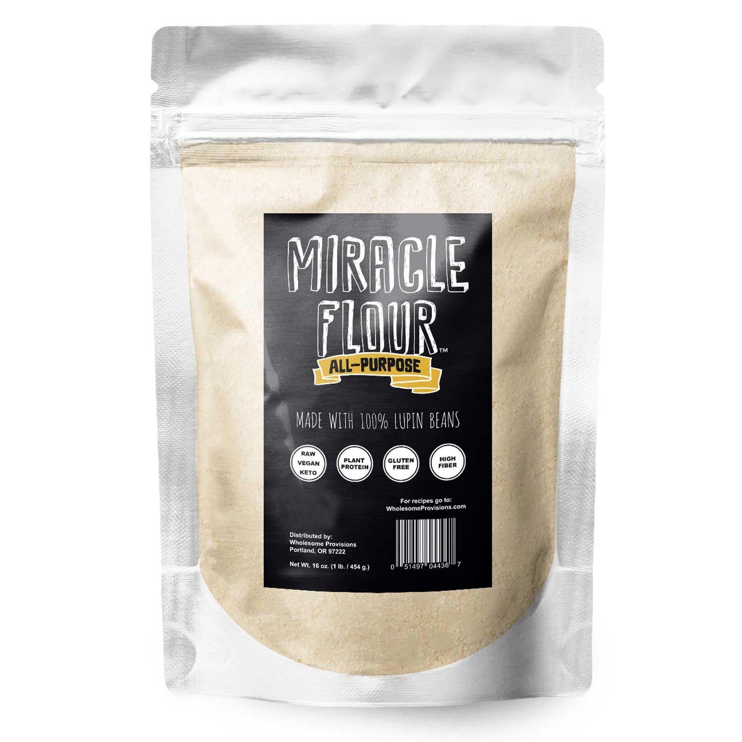 Miracle Flour Brand - 100% Sweet Lupin Flour, Non-GMO, Low Carb Flour, 1 lb. - Wholesome Provisions