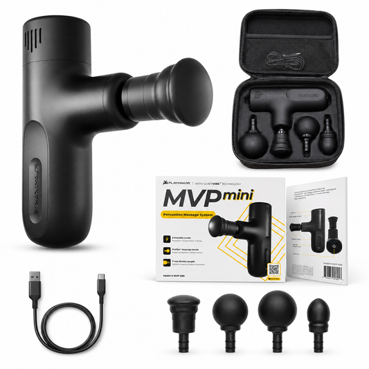 MVPmini Percussion Massage System with Vibration & Premum Silicone Massage Heads with Impact Control that Contour to Your Body