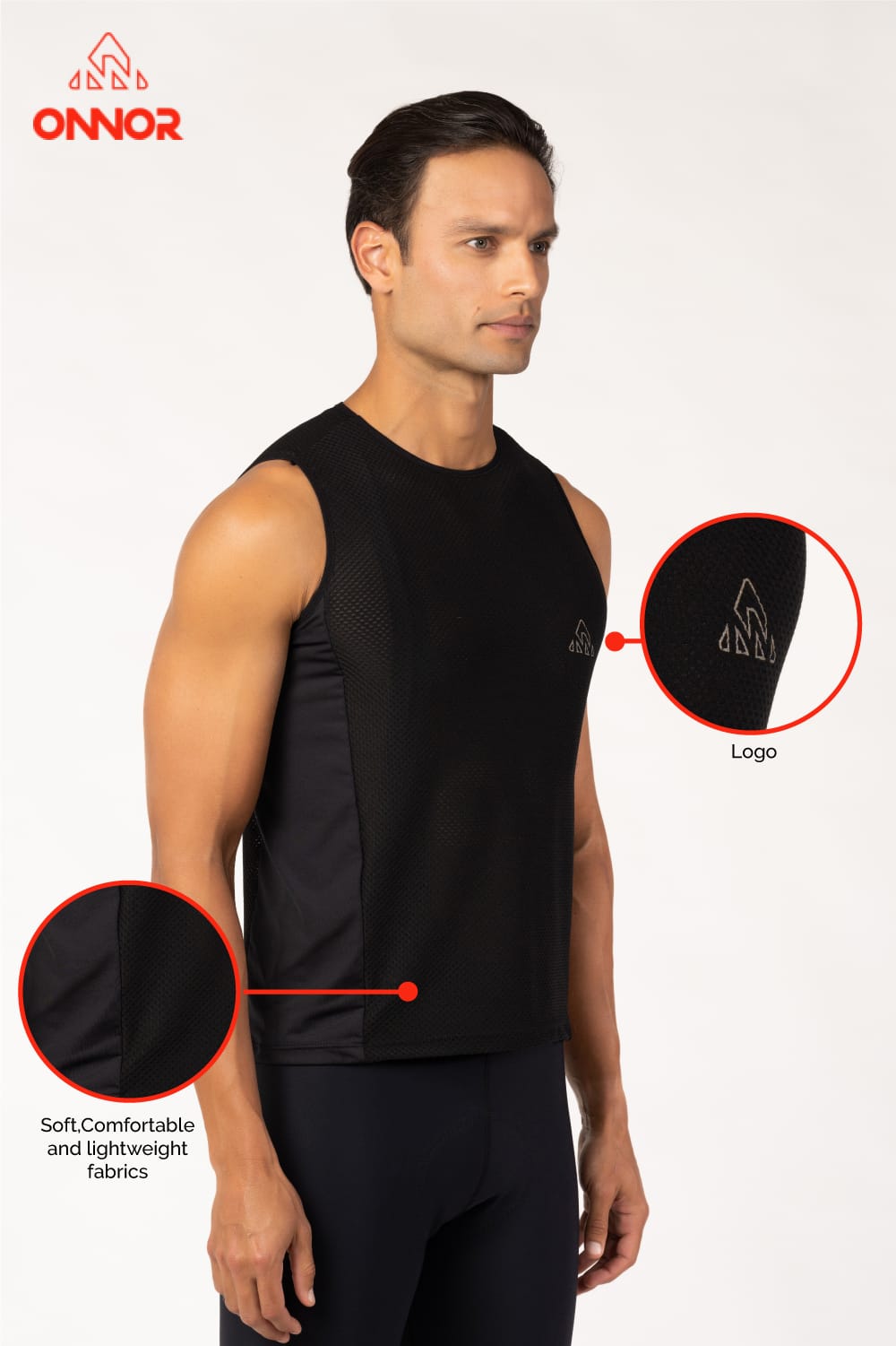 Men's Black Pro Running Base Layer - ONNOR