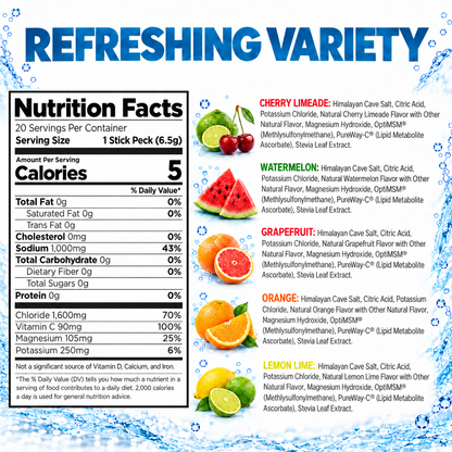 H2O ELECTROLYTES™ - Family Hydration Pack (100 Count Variety) | Zero Sugar Electrolyte Powder