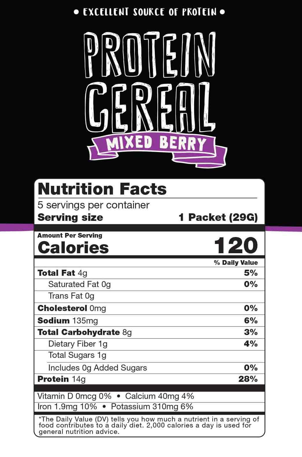 Mixed Berry Protein Cereal - High Protein & Fiber, Low Carb - Wholesome Provisions