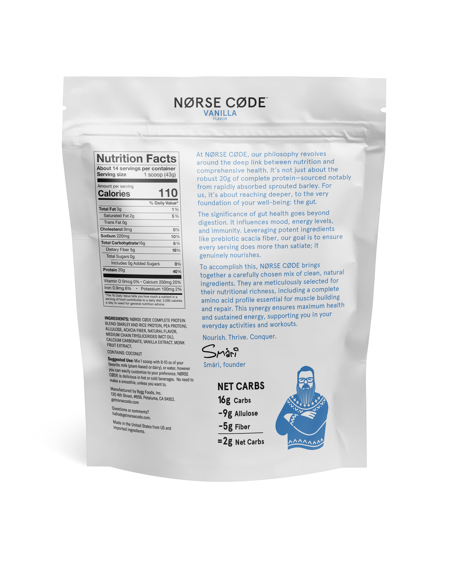 NØRSE CØDE Vanilla Plant Protein Powder - The Track and Field Store