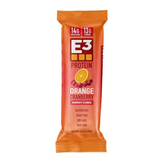 Orange Cranberry E3 Energy Cubes | High-Fiber, All-Natural Protein Bars (12 bars)