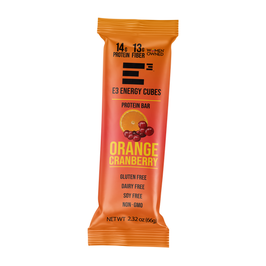 Orange Cranberry E3 Energy Cubes | High-Fiber, All-Natural Protein Bars (12 bars)