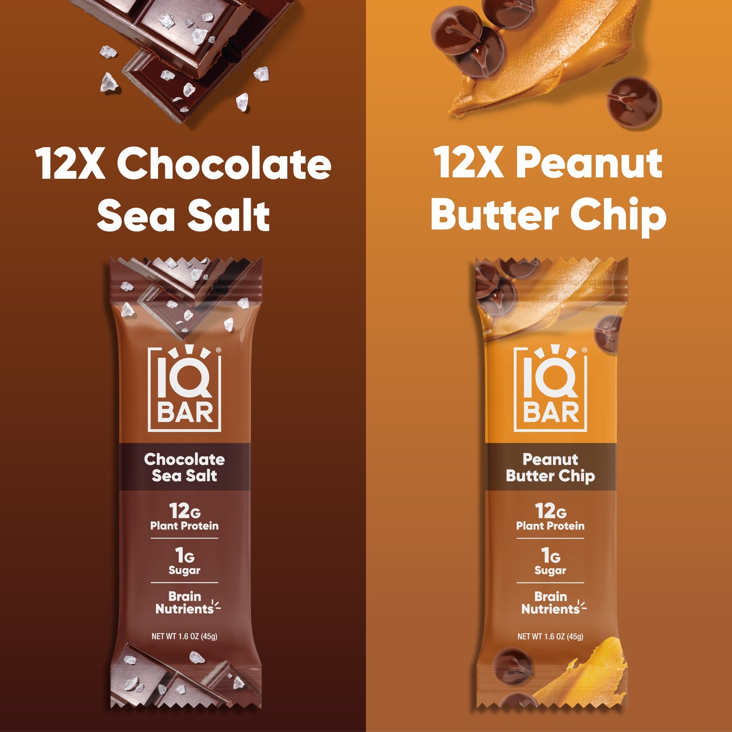 Chocolate Sea Salt & Peanut Butter Chip (24 Bars) - IQ Bar - The Track and Field Store