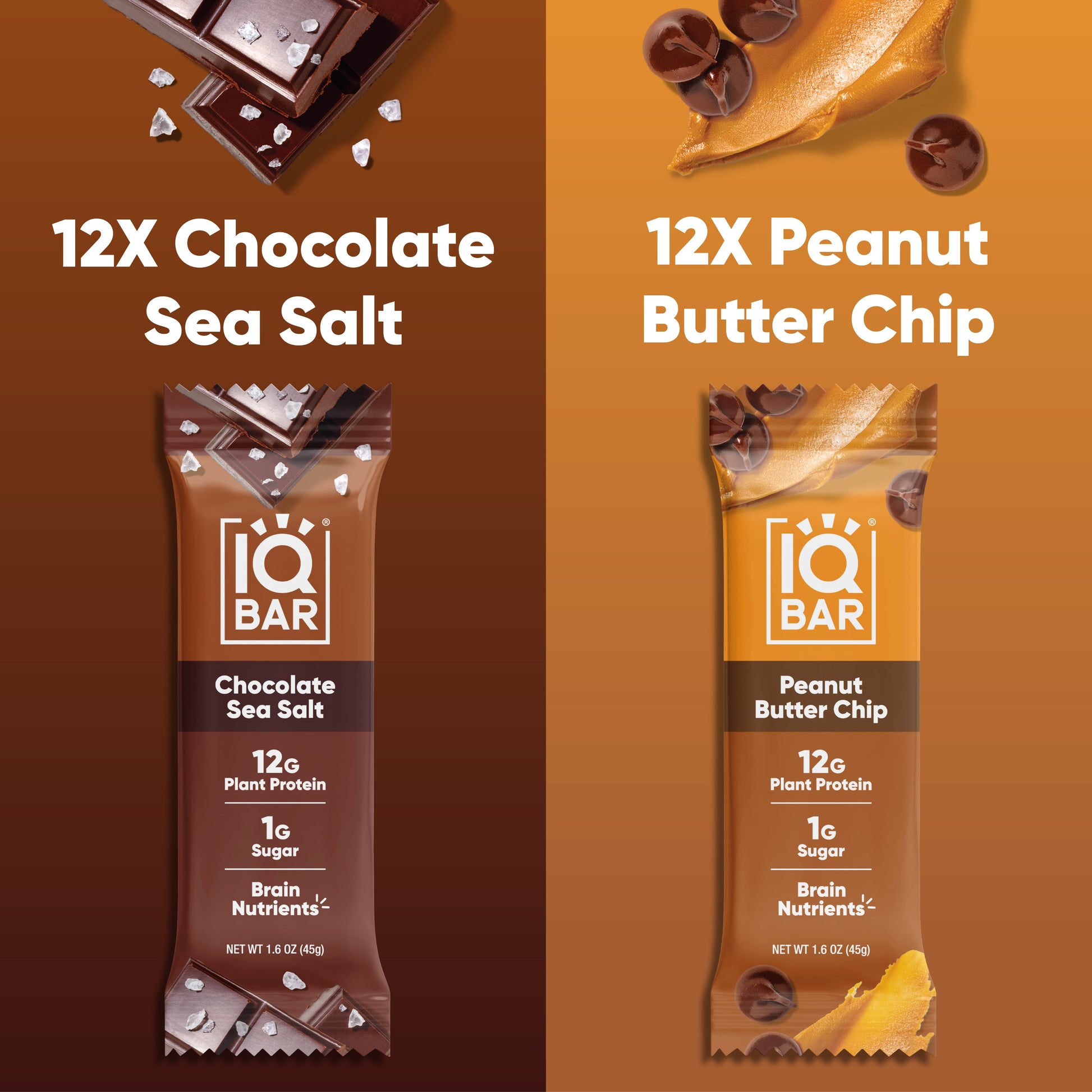 Chocolate Sea Salt & Peanut Butter Chip (24 Bars) - IQ Bar - The Track and Field Store