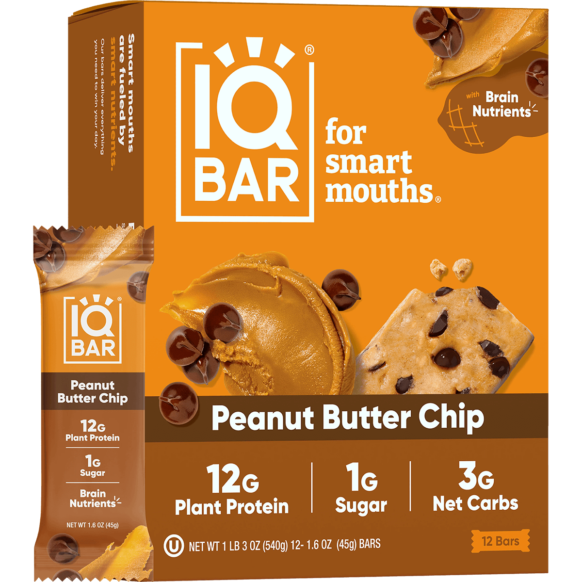 Peanut Butter Chip (12 Bars) - IQ Bar - The Track and Field Store