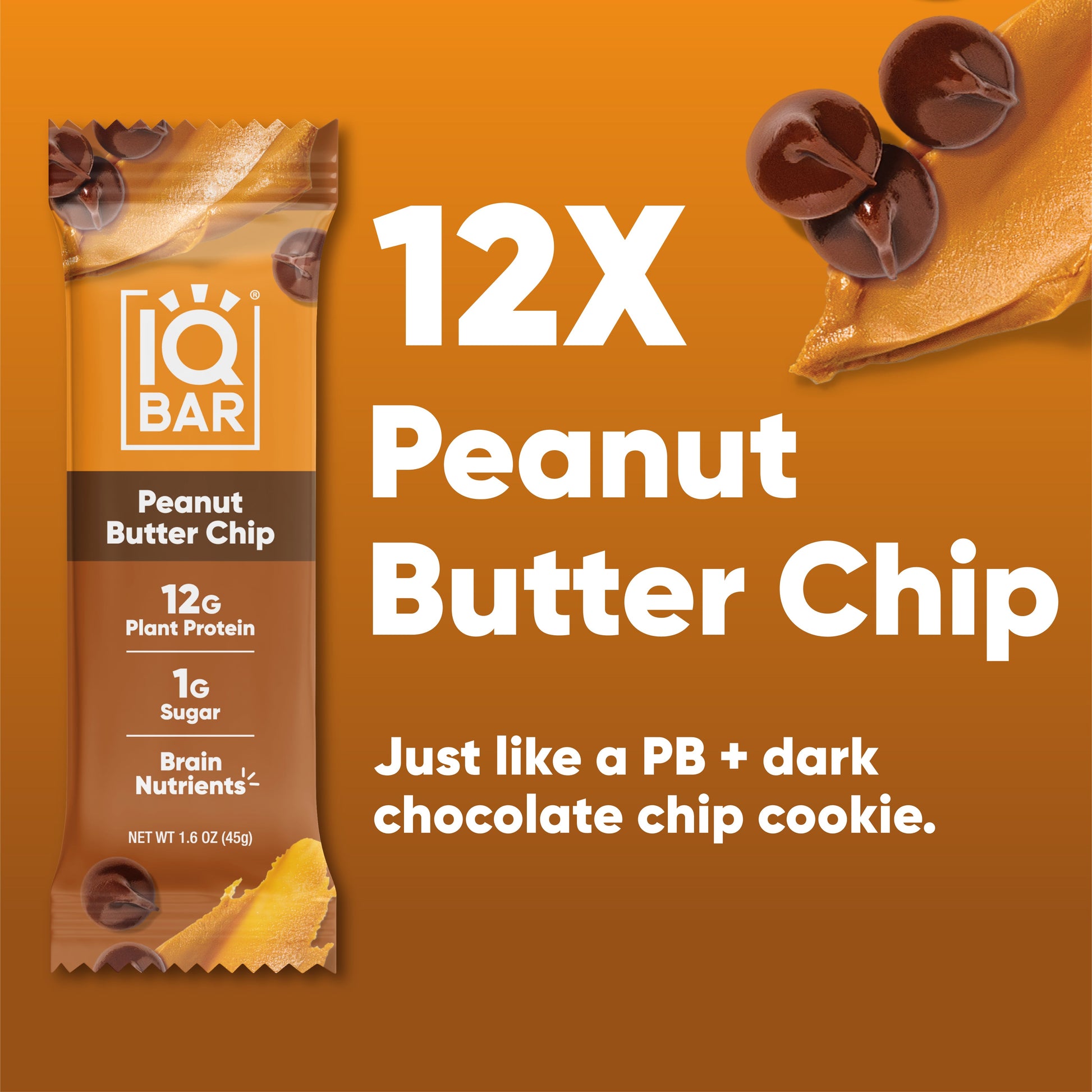 Peanut Butter Chip (12 Bars) - IQ Bar - The Track and Field Store