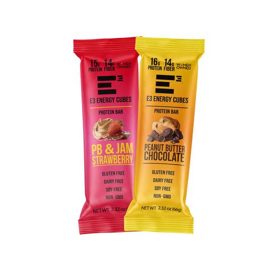 Peanut Butter Lovers Pack - E3 Energy Cubes | High-Fiber, All-Natural Protein Bars (12 bars)