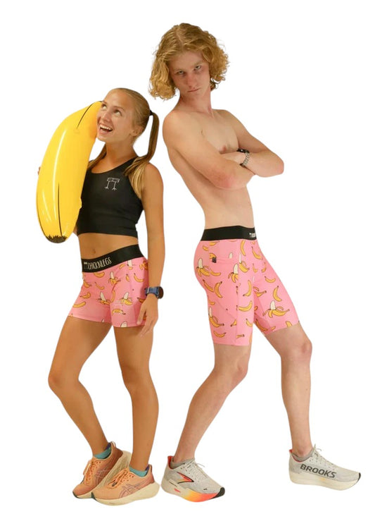 Men's Pink Bananas 8" Half Tights - ChicknLegs
