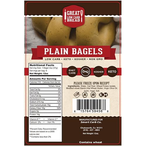 Plain Bagel - 0g Net Carb, High in Protein, High Fiber, Non-GMO - Wholesome Provisions
