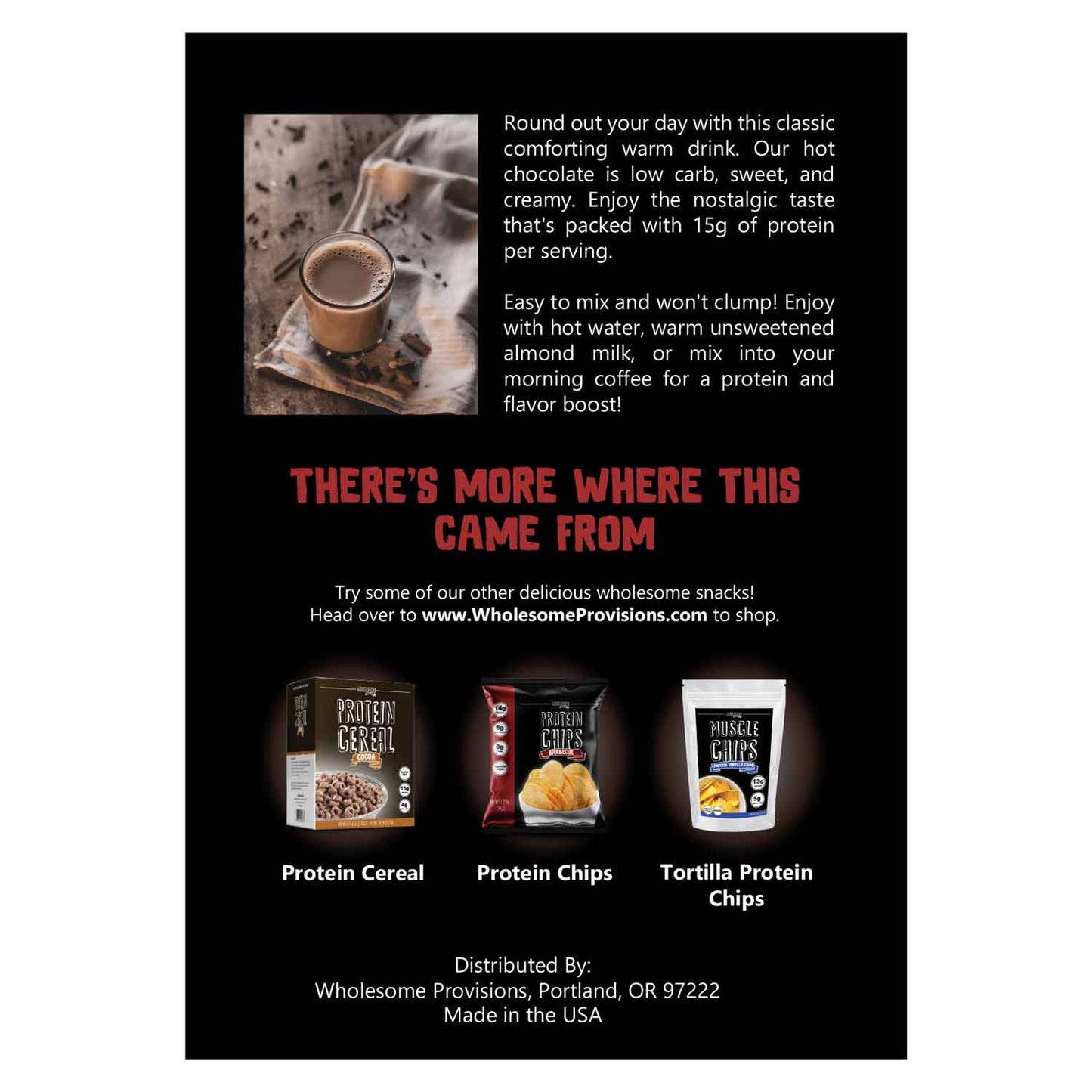 Protein Hot Chocolate - High Protein & Low in Carbs, Keto-Friendly - Wholesome Provisions - The Track and Field Store