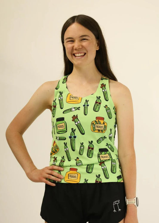 Women's Pickles Performance Singlet (Green) - ChicknLegs