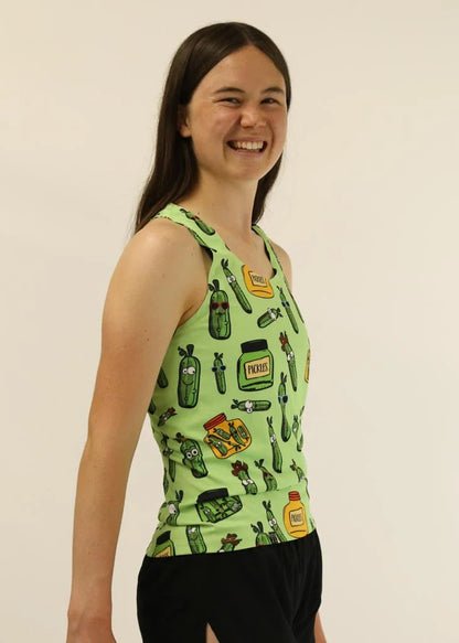 Women's Pickles Performance Singlet (Green) - ChicknLegs