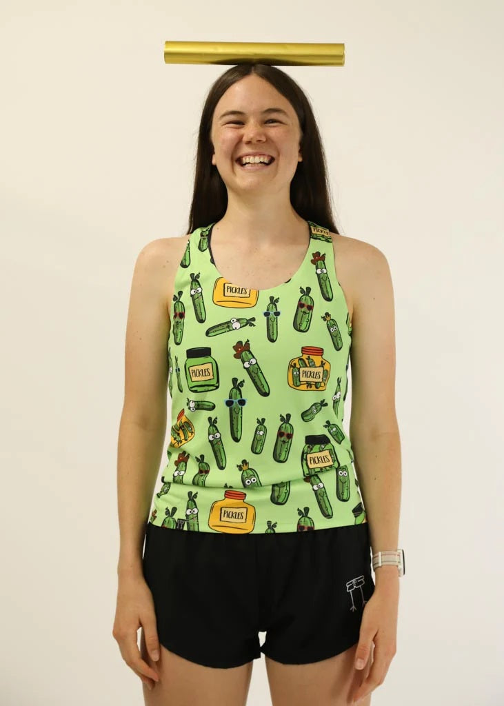Women's Pickles Performance Singlet (Green) - ChicknLegs