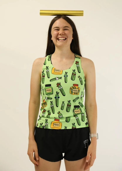 Women's Pickles Performance Singlet (Green) - ChicknLegs
