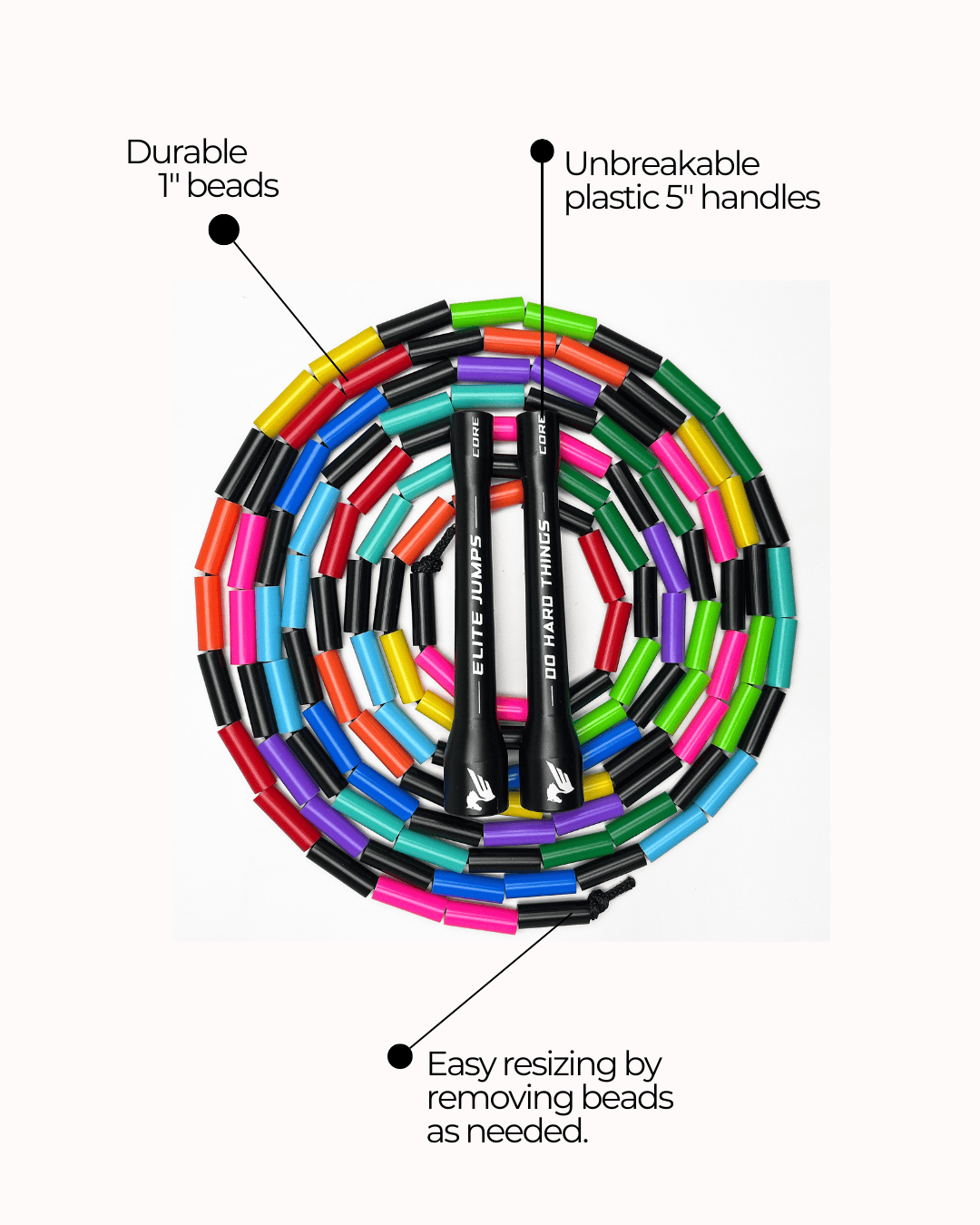 Rainbow Redux - 1" Beaded Jump Rope - Elite Jumps