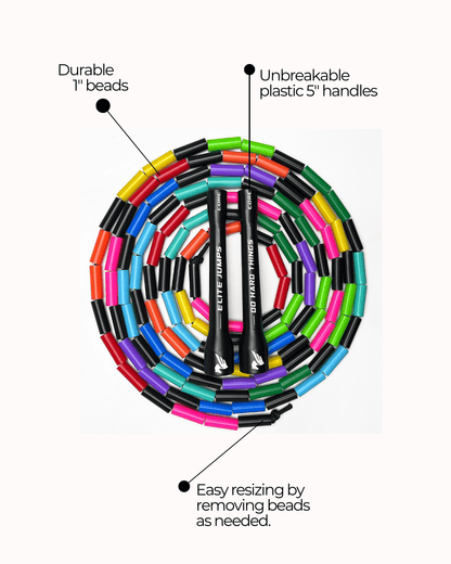 Rainbow Redux - 1" Beaded Jump Rope - Elite Jumps