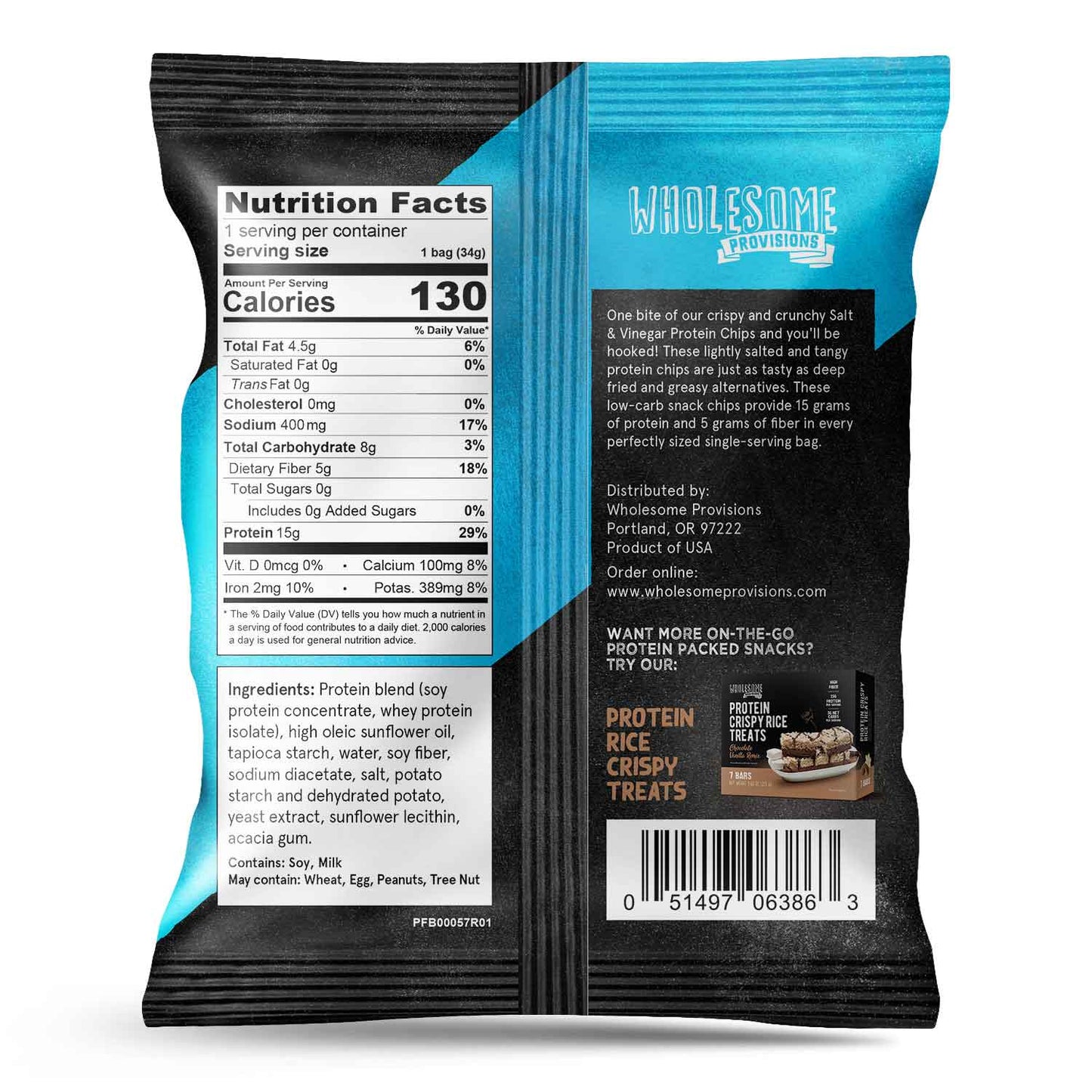 Protein Chips - Sea Salt Vinegar, High Protein & Fiber, Low Carb - Wholesome Provisions - The Track and Field Store