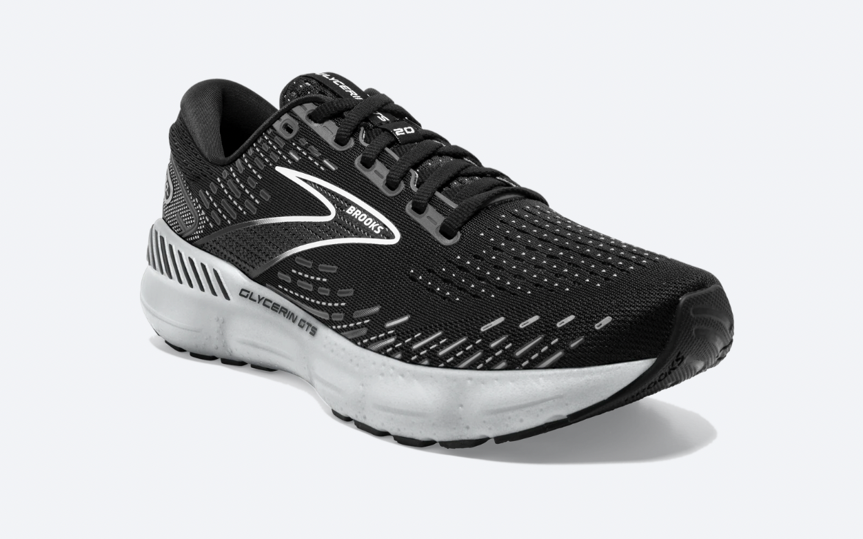 Women's Glycerin GTS 20 - Black, White, and Alloy - BROOKS - The Track and Field Store
