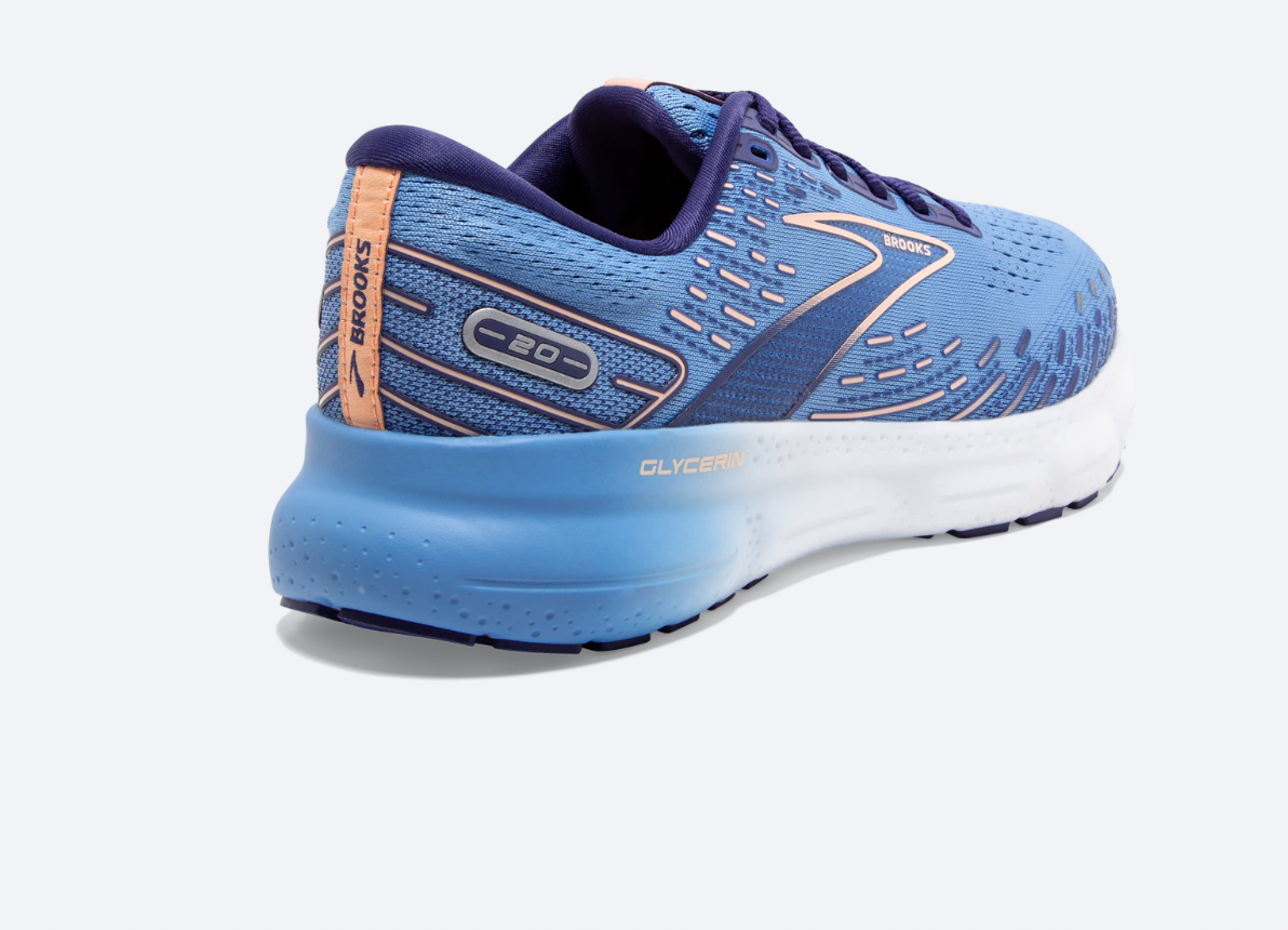Women's Glycerin GTS 20 - Blissful Blue, Peach, and White - BROOKS - The Track and Field Store