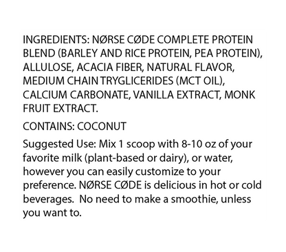 NØRSE CØDE Vanilla Plant Protein Powder - The Track and Field Store