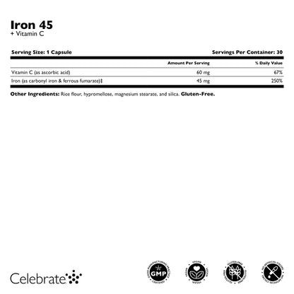 Iron 45 mg + Vitamin C Capsules - Celebrate Vitamins Celebrate Vitamins