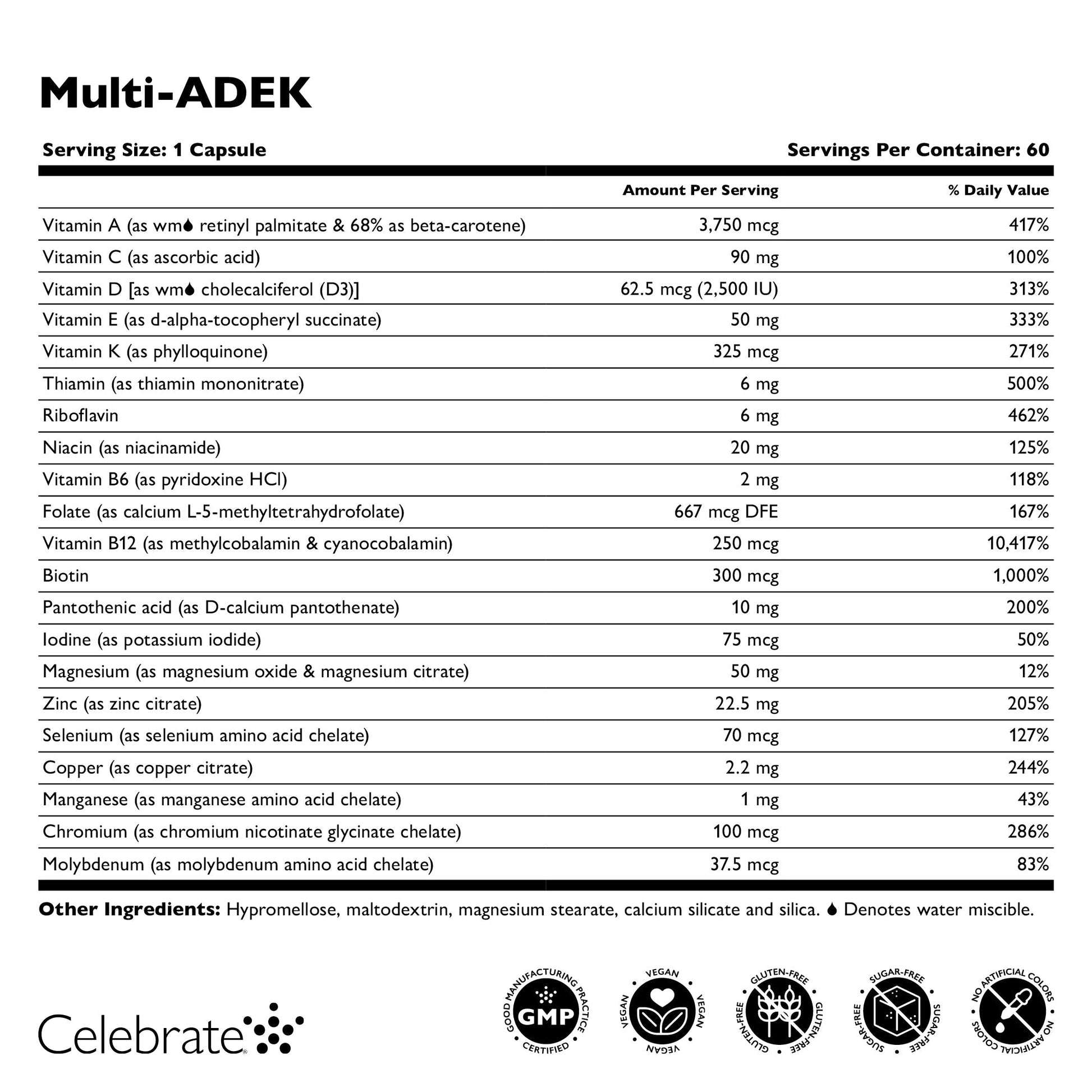 Multi-ADEK Vitamin Capsules, Iron Free - Celebrate Vitamins Celebrate Vitamins