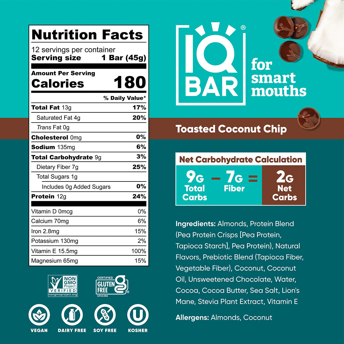 Toasted Coconut Chip (12 Bars) - IQ Bar - The Track and Field Store