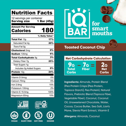 Toasted Coconut Chip (12 Bars) - IQ Bar - The Track and Field Store