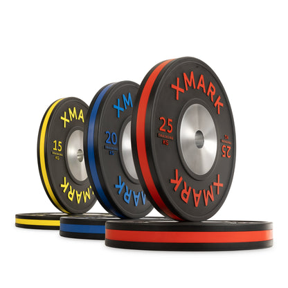 Striped Premium IWF Training Bumper Plates (KG) Pairs and Sets