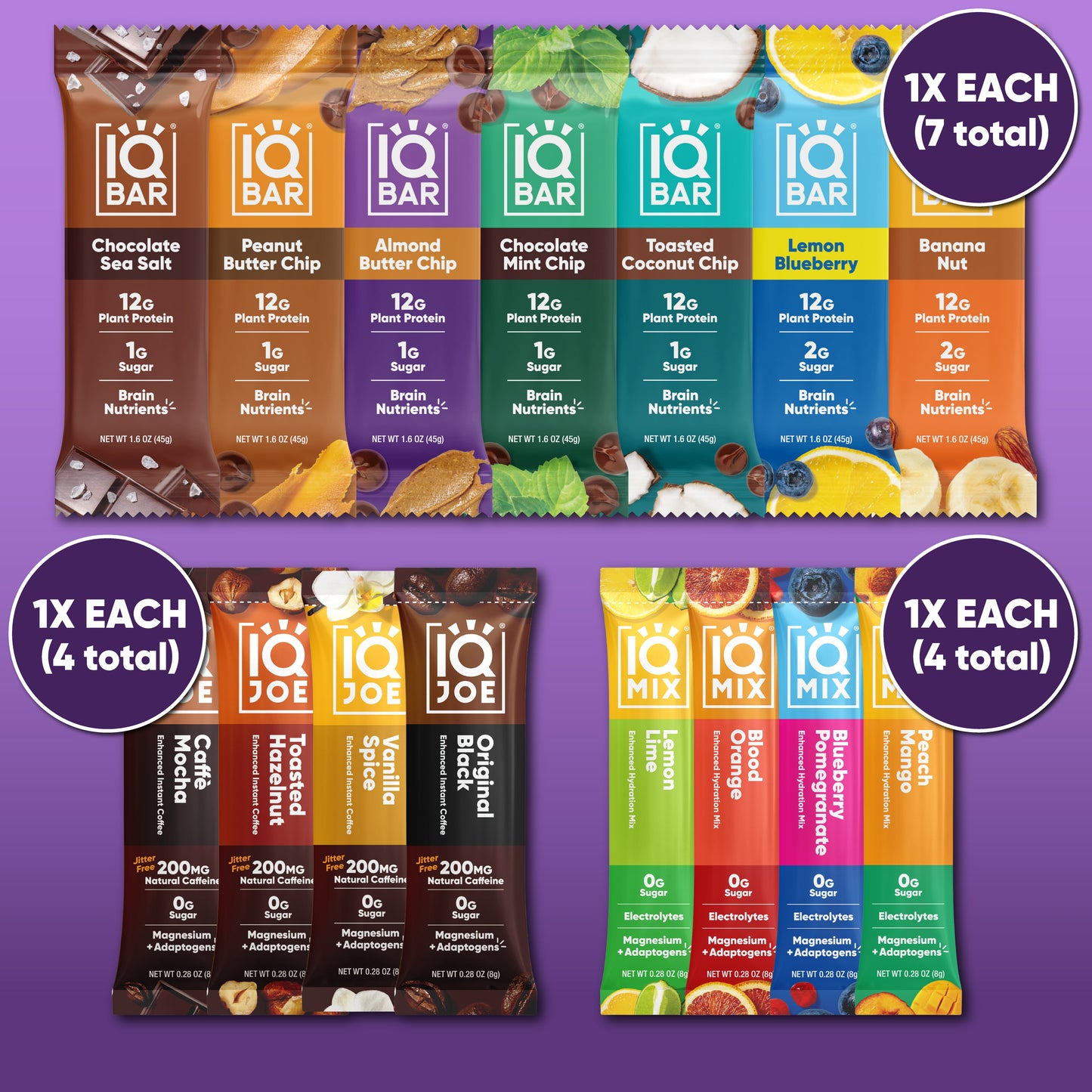 Ultimate Sampler (7 Bars + 8 Sticks) - IQ Bar - The Track and Field Store