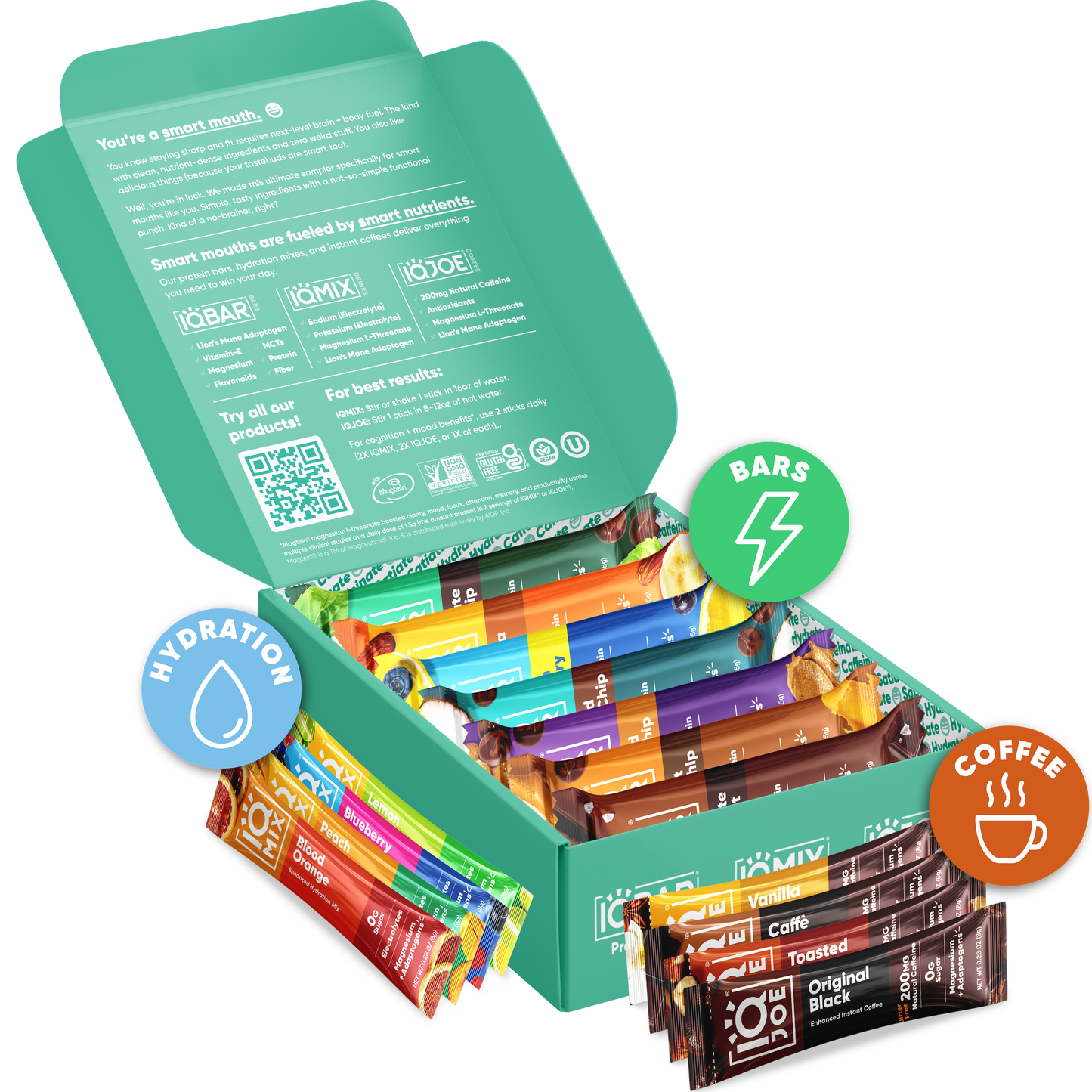 Ultimate Sampler (7 Bars + 8 Sticks) - IQ Bar - The Track and Field Store