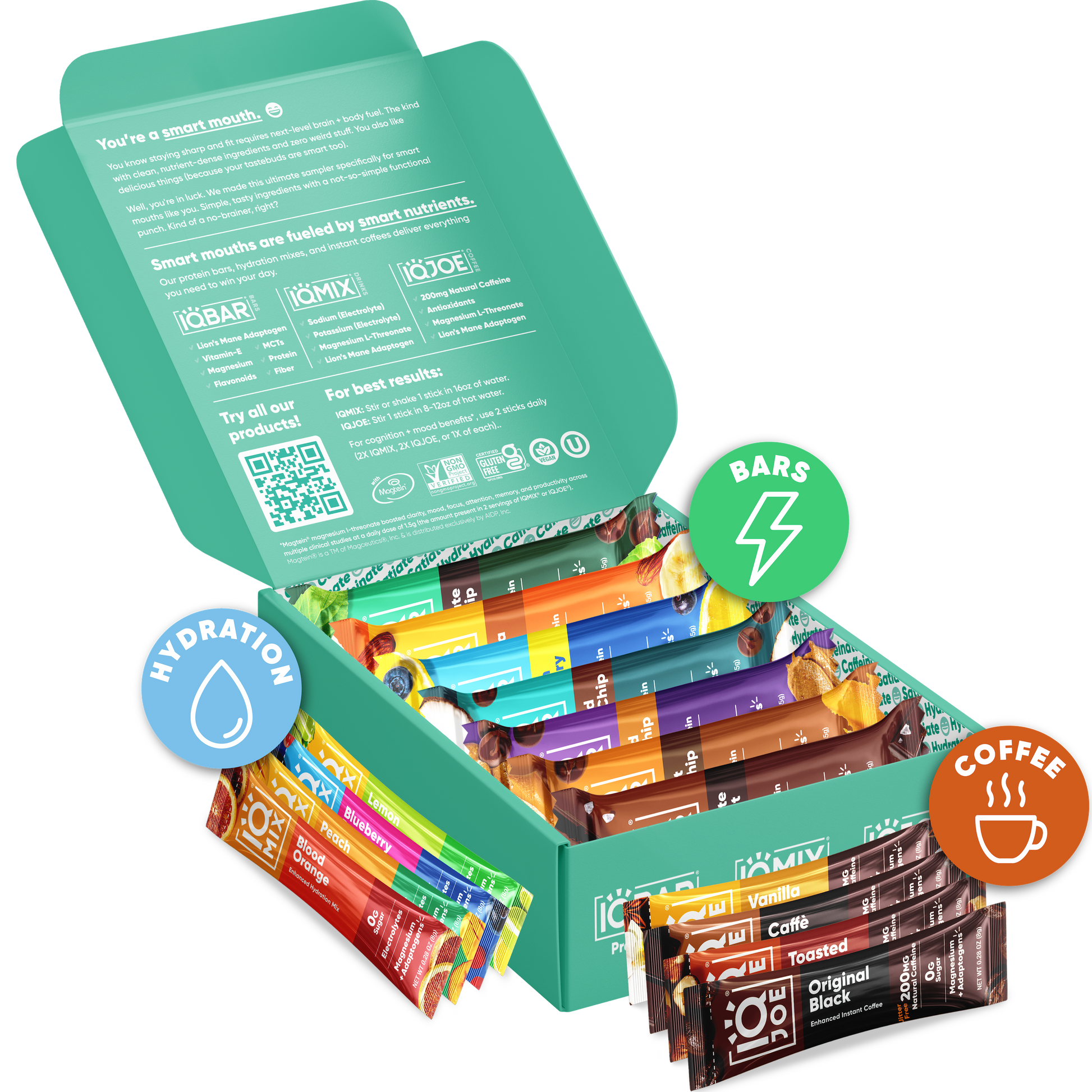 Ultimate Sampler (7 Bars + 8 Sticks) - IQ Bar - The Track and Field Store