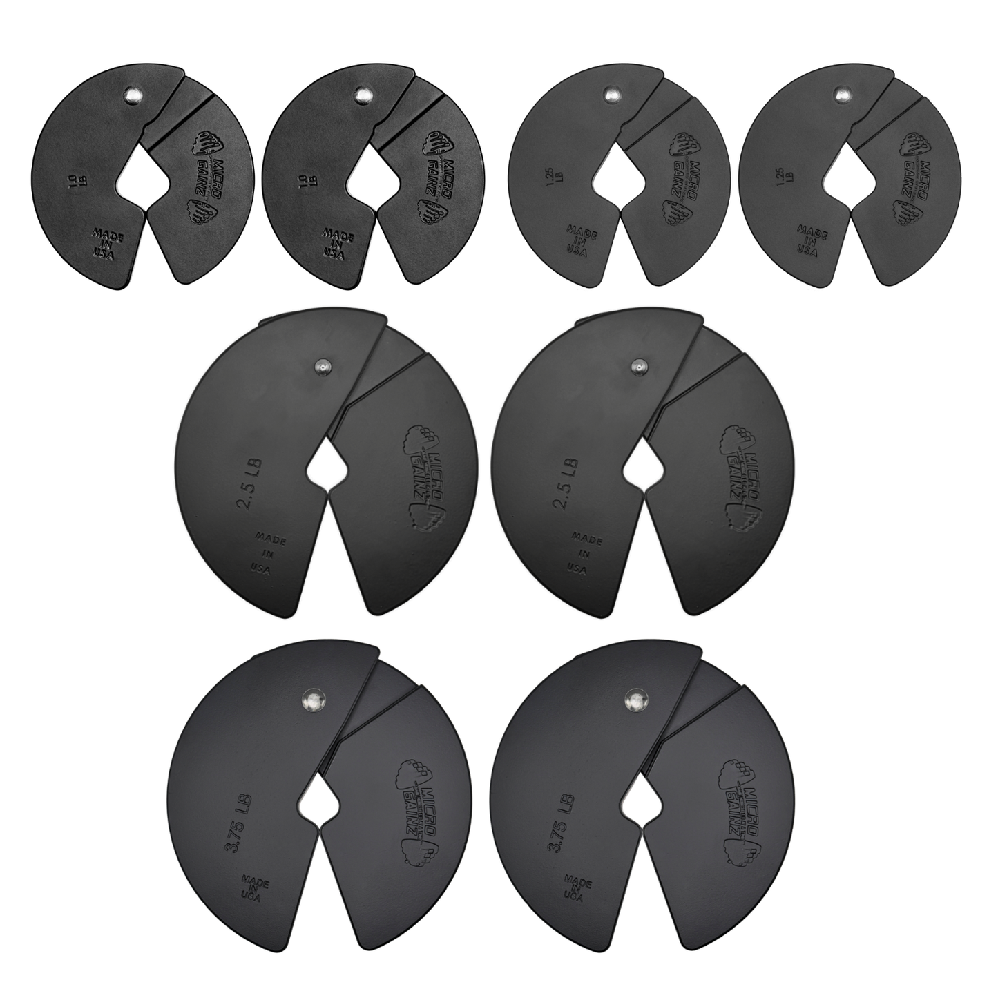 Micro Gainz Quad Pack of 1LB, 1.25LB, 2.5LB, & 3.75LB Dumbbell Fractional Weight Plates