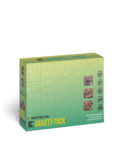 5 Flavor Variety Pack E3 Energy Cubes - Protein Bars (12 bars mixed flavors) - The Track and Field Store