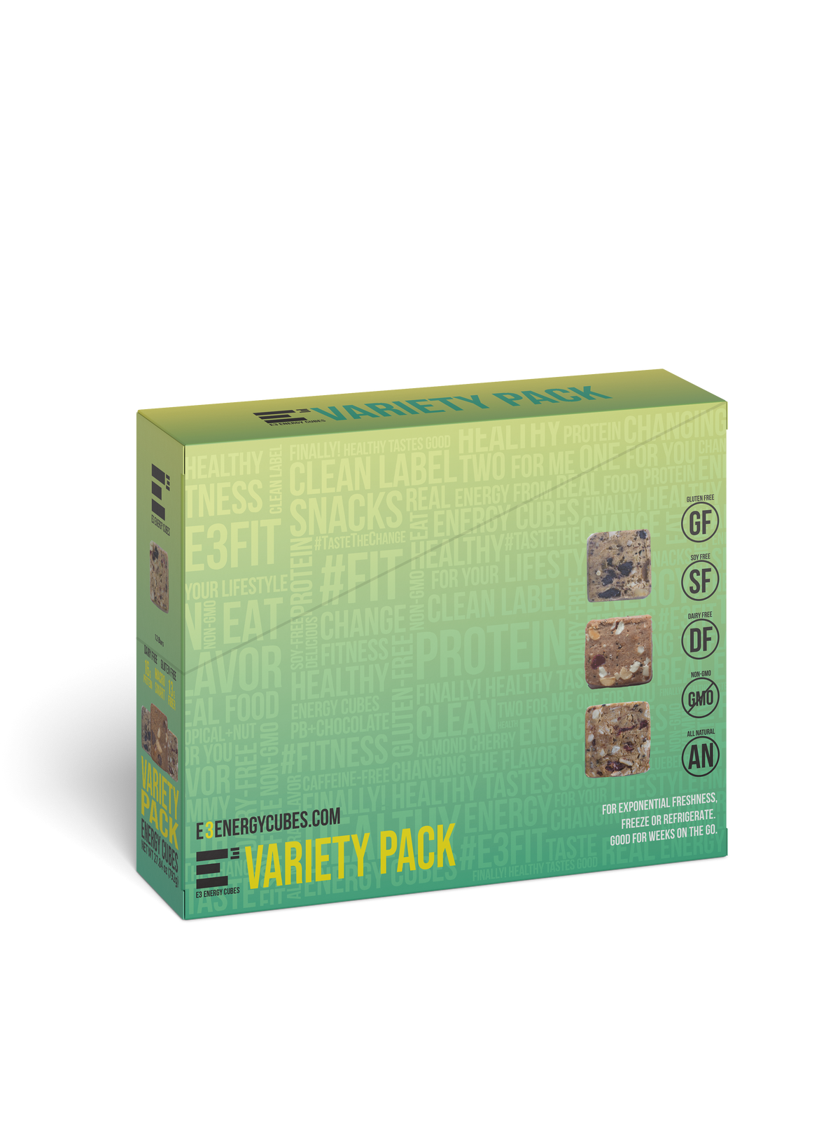 Peanut Butter Lovers Pack - E3 Energy Cubes | High-Fiber, All-Natural Protein Bars (12 bars)