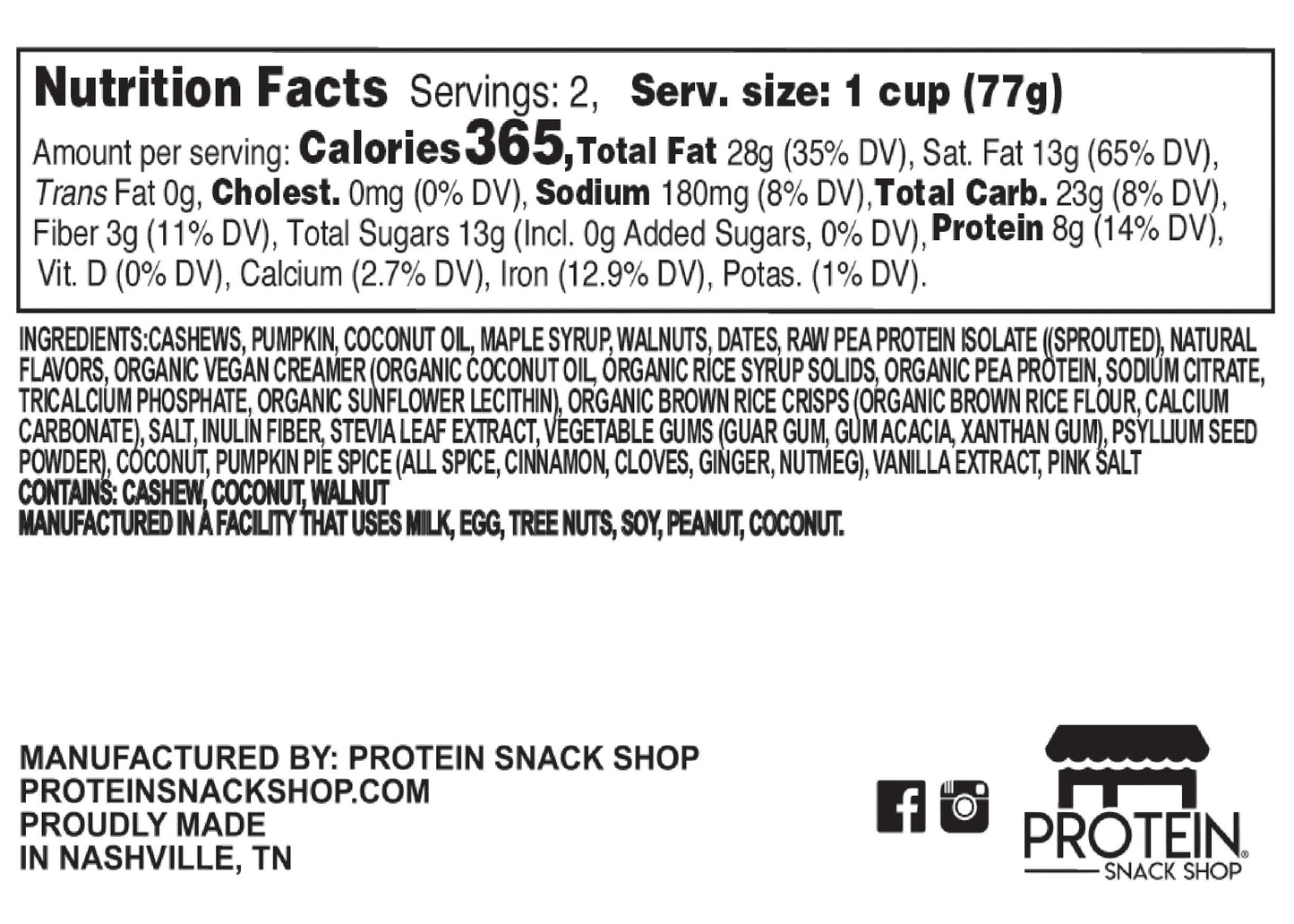 Pumpkin Pie Protein Cheesecake, 6-Ct, Vegan, Snack