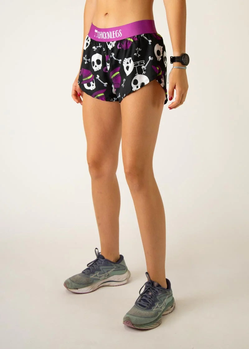 Women's Skulls 1.5" Split Shorts - ChicknLegs Triathlete Store
