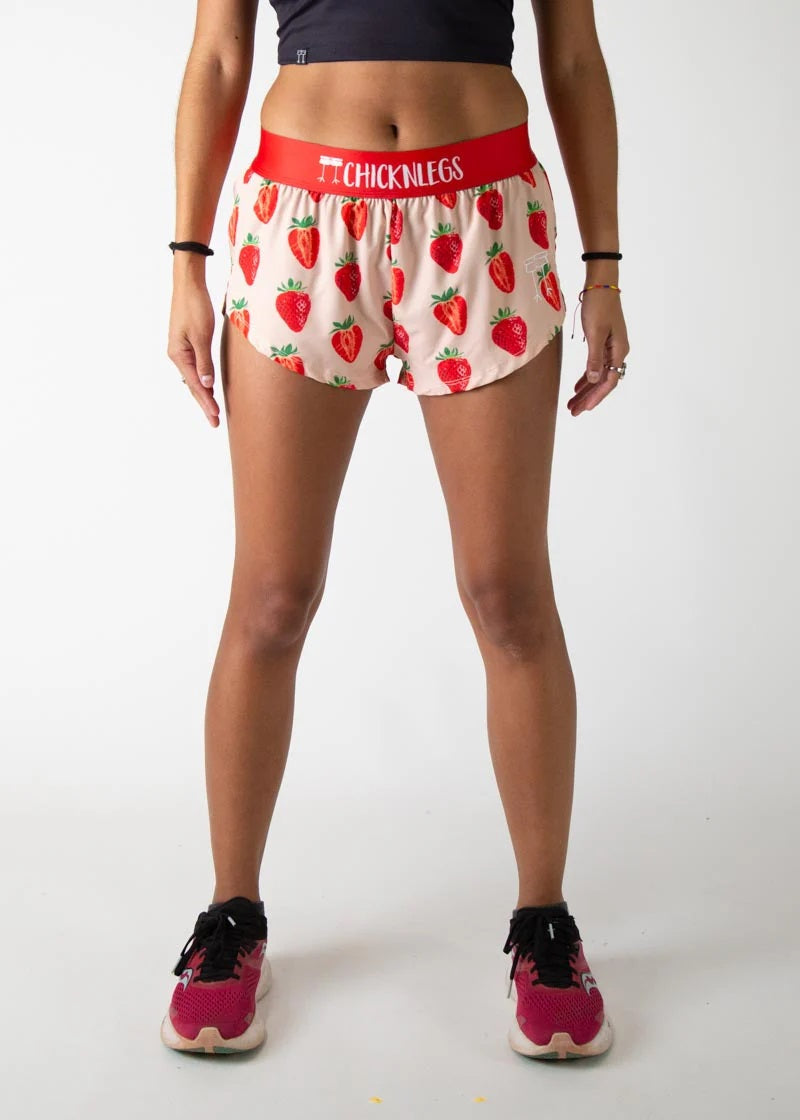 Women's Strawberry 1.5" Split Shorts - ChicknLegs Triathlete Store