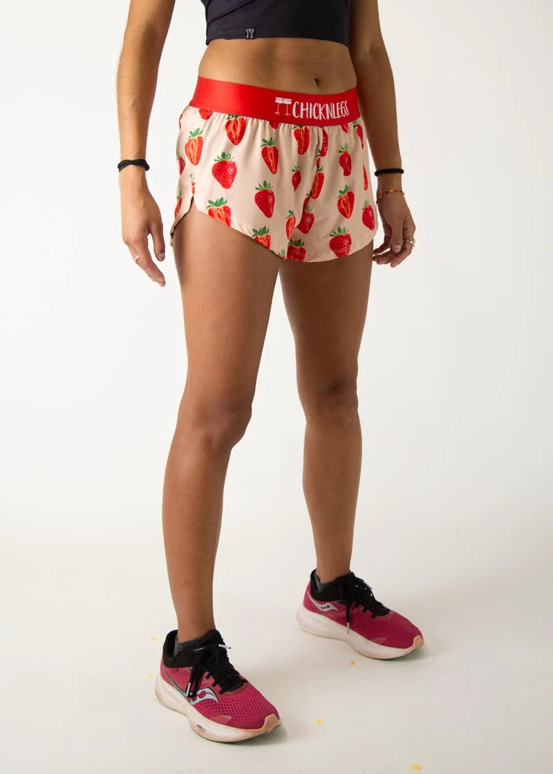 Women's Strawberry 1.5" Split Shorts - ChicknLegs Triathlete Store