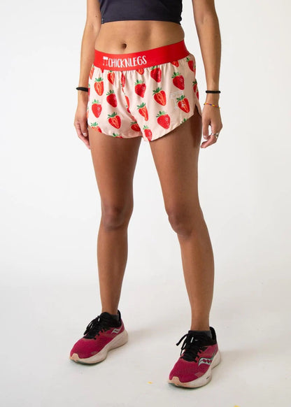 Women's Strawberry 1.5" Split Shorts - ChicknLegs Triathlete Store